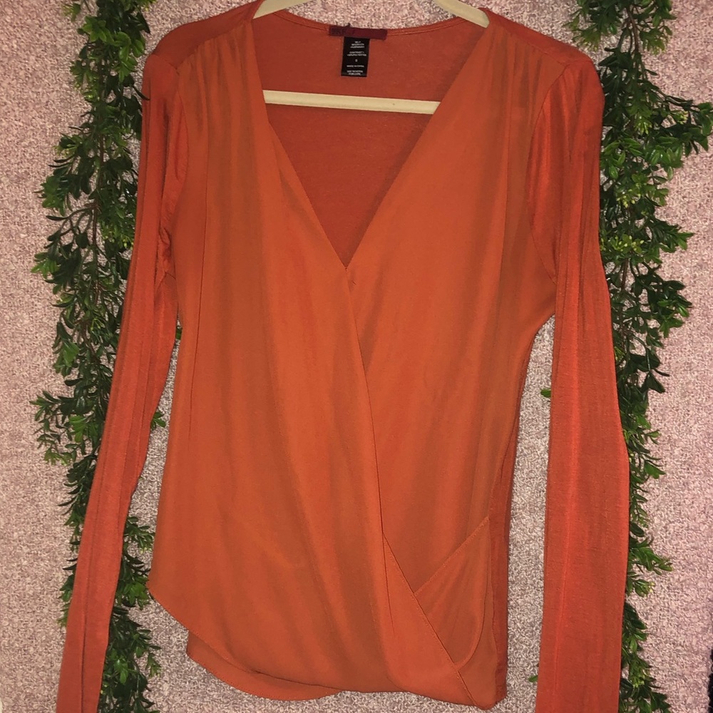 BKE - Burnt Orange Chiffon Front Blouse - Size S